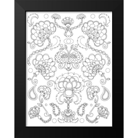 Floral Chain I Black Modern Wood Framed Art Print by Metz, Andi