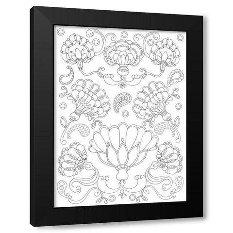 Floral Chain II Black Modern Wood Framed Art Print with Double Matting by Metz, Andi