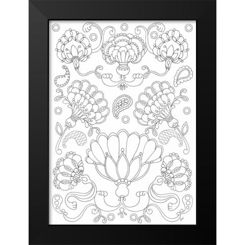 Floral Chain II Black Modern Wood Framed Art Print by Metz, Andi