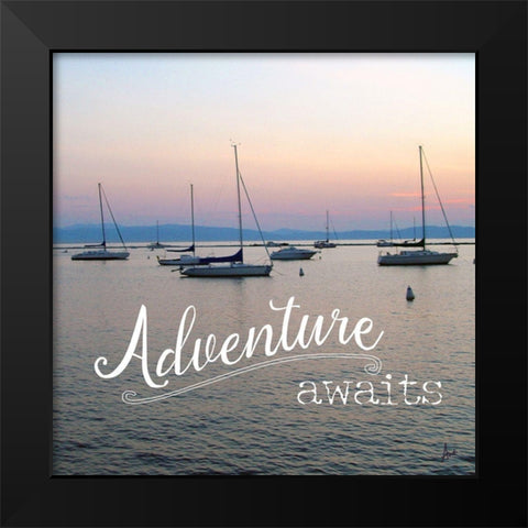 Adventure Awaits Black Modern Wood Framed Art Print by Metz, Andi