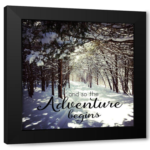 Adventure Begins Black Modern Wood Framed Art Print with Double Matting by Metz, Andi