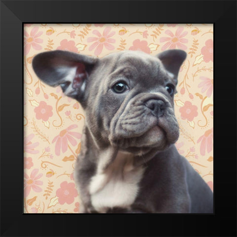 Pondering Puppy Black Modern Wood Framed Art Print by Josefina