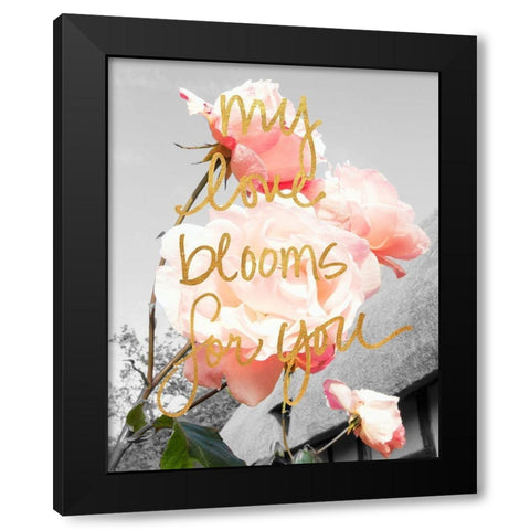 Love Blooms I Black Modern Wood Framed Art Print with Double Matting by Navas, Emily