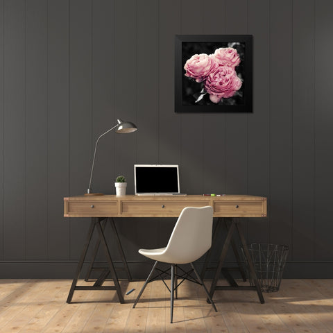 Pink Florals in Noir Black Modern Wood Framed Art Print by Navas, Emily
