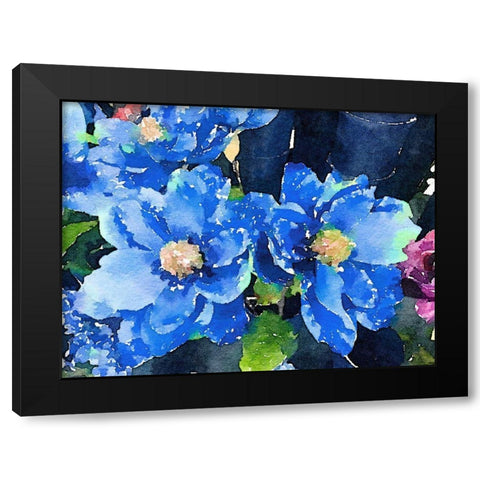Popping Blues Black Modern Wood Framed Art Print by Navas, Emily