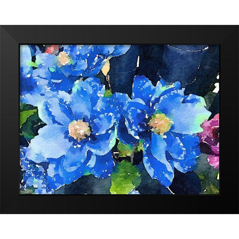 Popping Blues Black Modern Wood Framed Art Print by Navas, Emily