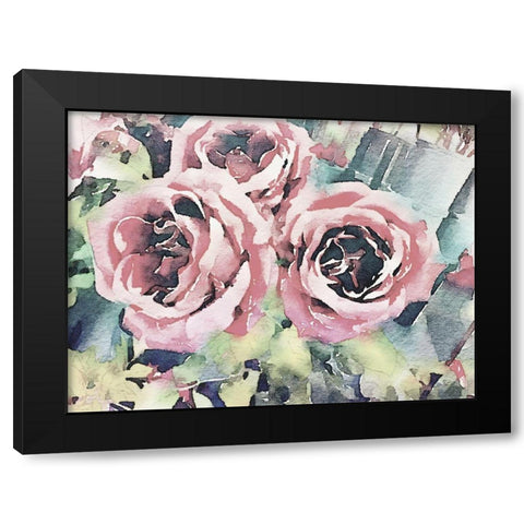 Vintage Roses Black Modern Wood Framed Art Print with Double Matting by Navas, Emily