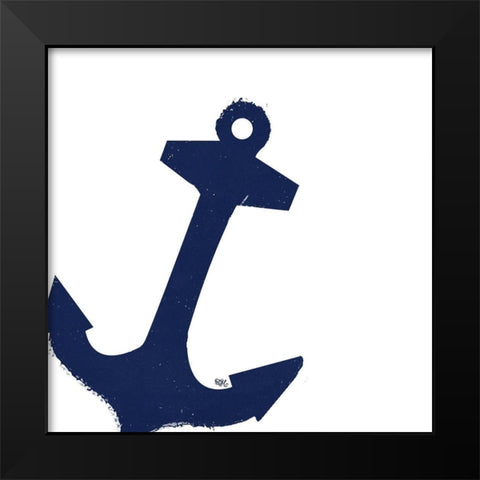 Coastal Navy on White III Black Modern Wood Framed Art Print by Hakimipour, Tiffany