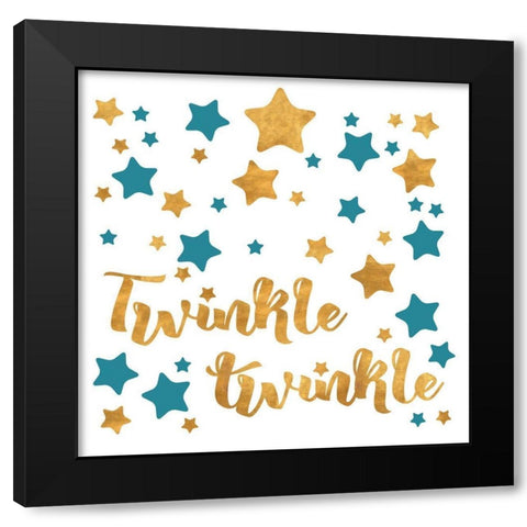 Twinkle Twinkle Black Modern Wood Framed Art Print with Double Matting by SD Graphics Studio