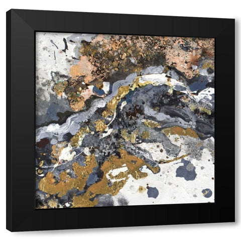 Turbulence Square I Black Modern Wood Framed Art Print with Double Matting by Pinto, Patricia