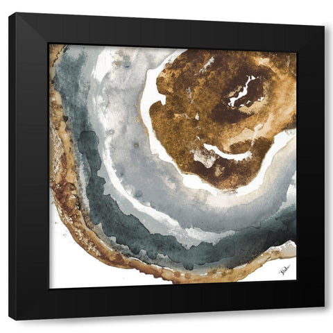 Gray and Gold Agate I Black Modern Wood Framed Art Print by Pinto, Patricia