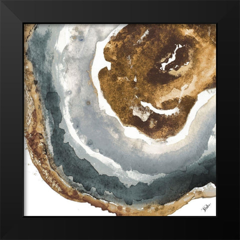 Gray and Gold Agate I Black Modern Wood Framed Art Print by Pinto, Patricia