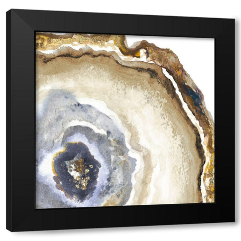 Light Blue Agate Watercolor Black Modern Wood Framed Art Print with Double Matting by Pinto, Patricia