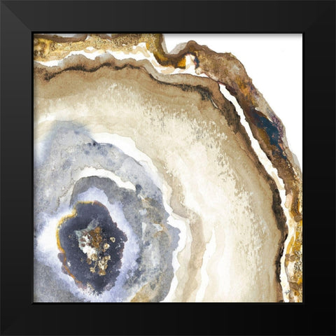 Light Blue Agate Watercolor Black Modern Wood Framed Art Print by Pinto, Patricia