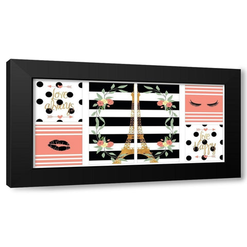 Paris Lady Pack Black Modern Wood Framed Art Print by SD Graphics Studio