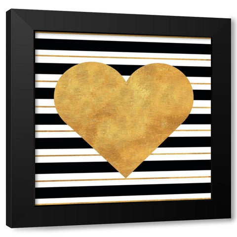 Golden Heart Black Modern Wood Framed Art Print by SD Graphics Studio