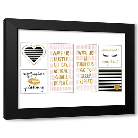 Golden Glam Collection Black Modern Wood Framed Art Print with Double Matting by SD Graphics Studio