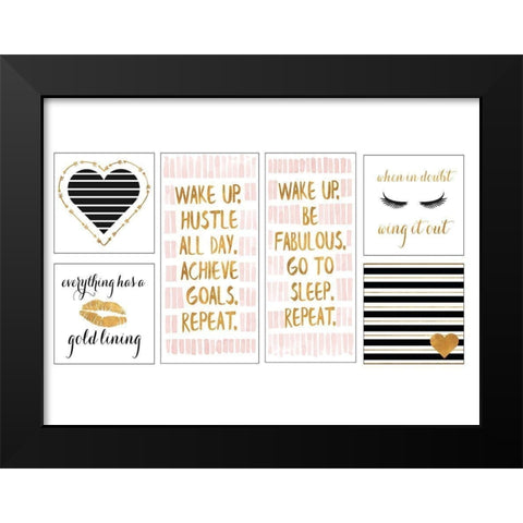 Golden Glam Collection Black Modern Wood Framed Art Print by SD Graphics Studio