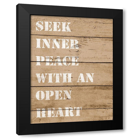 Seek Inner Peace Black Modern Wood Framed Art Print by SD Graphics Studio