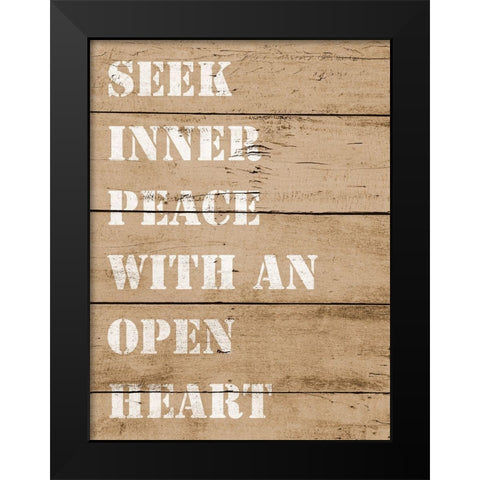 Seek Inner Peace Black Modern Wood Framed Art Print by SD Graphics Studio