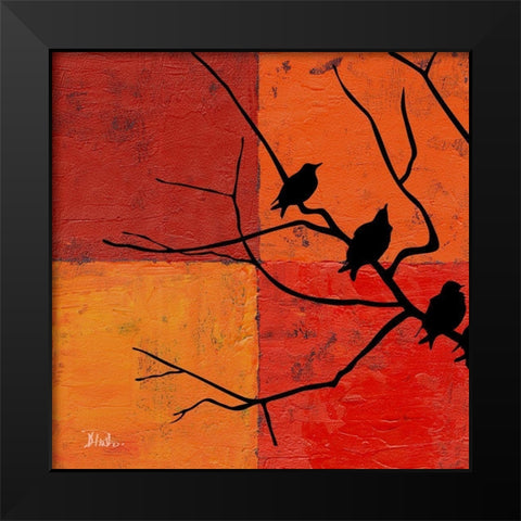 Three Birdies I Black Modern Wood Framed Art Print by Pinto, Patricia