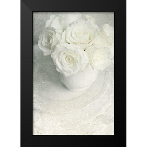 All White Bouquet Black Modern Wood Framed Art Print by Gardner, Sarah