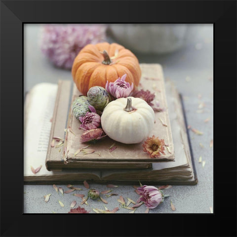 Florals In Fall Black Modern Wood Framed Art Print by Gardner, Sarah