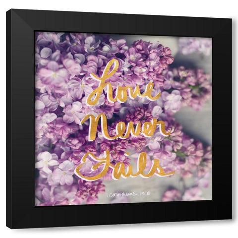 Love Never Fails Black Modern Wood Framed Art Print with Double Matting by Gardner, Sarah