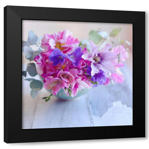 Violet Blooms Black Modern Wood Framed Art Print with Double Matting by Gardner, Sarah
