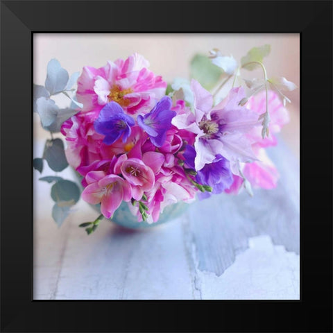 Violet Blooms Black Modern Wood Framed Art Print by Gardner, Sarah