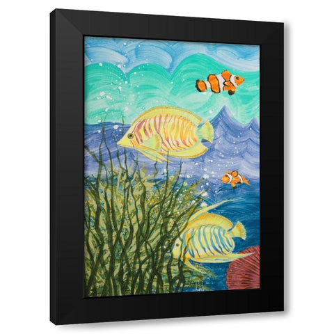 Aquamarina II Black Modern Wood Framed Art Print with Double Matting by Baliko, Linda