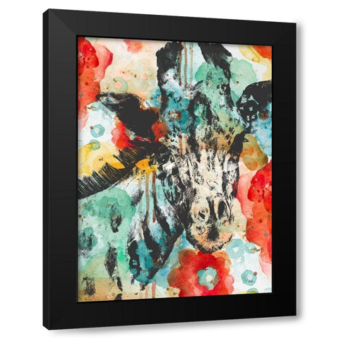 Vibrant Giraffe Black Modern Wood Framed Art Print with Double Matting by Pinto, Patricia