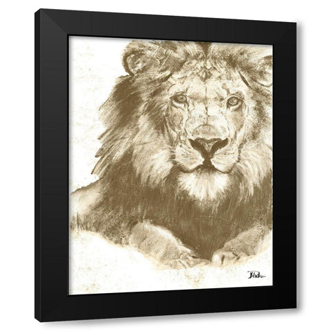 Muted Lion Black Modern Wood Framed Art Print by Pinto, Patricia