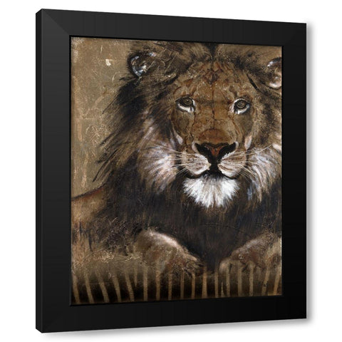 Brown Lion Black Modern Wood Framed Art Print by Pinto, Patricia