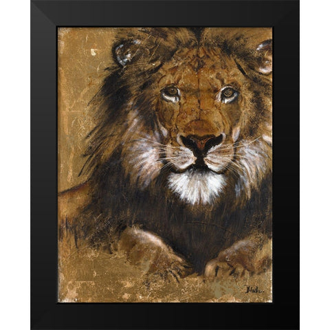 Gold Lion Black Modern Wood Framed Art Print by Pinto, Patricia