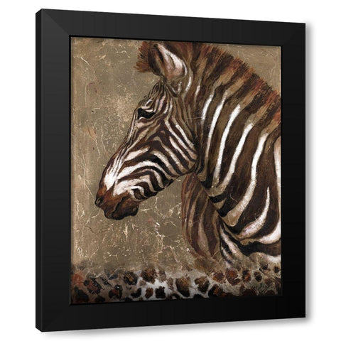 Brown Zebra Black Modern Wood Framed Art Print with Double Matting by Pinto, Patricia