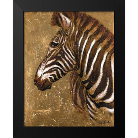 Gold Zebra Black Modern Wood Framed Art Print by Pinto, Patricia