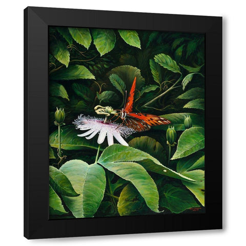 Snacking Butterfly Black Modern Wood Framed Art Print with Double Matting by Nawrocke, Bruce