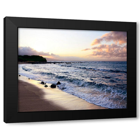 Sunset Beach Black Modern Wood Framed Art Print with Double Matting by Nawrocke, Bruce
