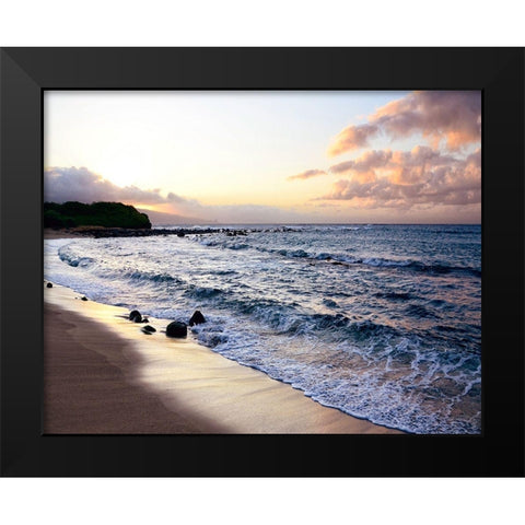 Sunset Beach Black Modern Wood Framed Art Print by Nawrocke, Bruce