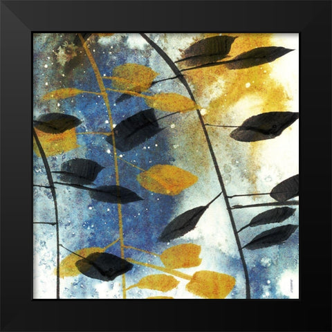 Autumn Leaves II Black Modern Wood Framed Art Print by Meneely, Dan
