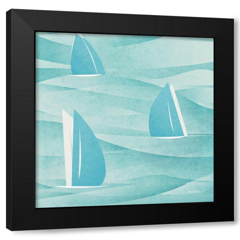 Sails Buoy Square I Black Modern Wood Framed Art Print with Double Matting by Meneely, Dan