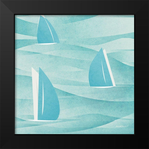 Sails Buoy Square I Black Modern Wood Framed Art Print by Meneely, Dan