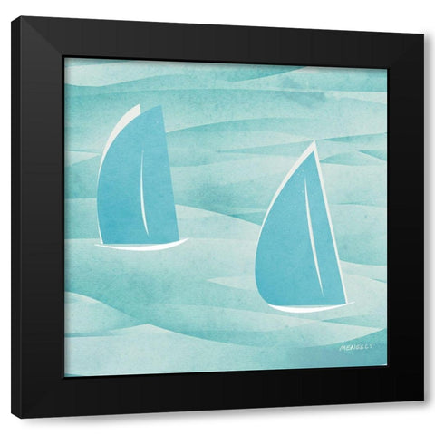 Sails Buoy Square II Black Modern Wood Framed Art Print with Double Matting by Meneely, Dan