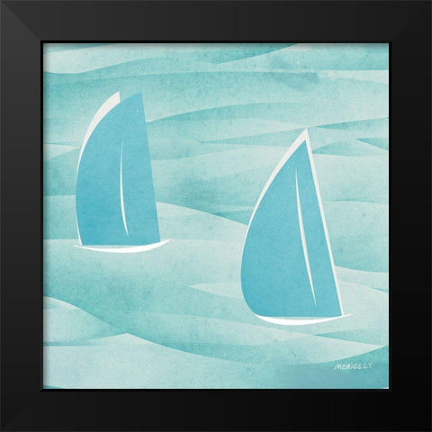 Sails Buoy Square II Black Modern Wood Framed Art Print by Meneely, Dan