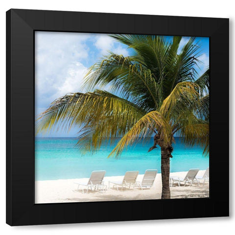 Relaxing Beach Square Black Modern Wood Framed Art Print by Bill Carson Photography