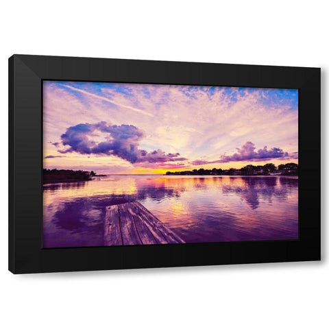 Sunset Dock Black Modern Wood Framed Art Print by Bill Carson Photography