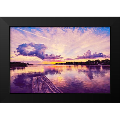 Sunset Dock Black Modern Wood Framed Art Print by Bill Carson Photography