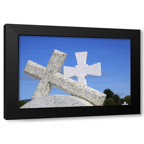 Crosses By The Sea Black Modern Wood Framed Art Print by Coppel, Anna