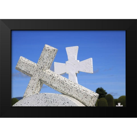 Crosses By The Sea Black Modern Wood Framed Art Print by Coppel, Anna